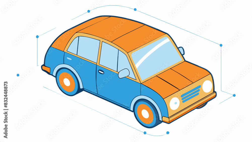 Poster Providing information about a car could involve describing its characteristics such as its make model size and color.. Cartoon Vector.