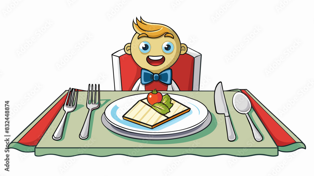 Poster Proper table manners at a formal dinner include using utensils from the outside in placing a napkin on ones lap and chewing with ones mouth closed.. Cartoon Vector.
