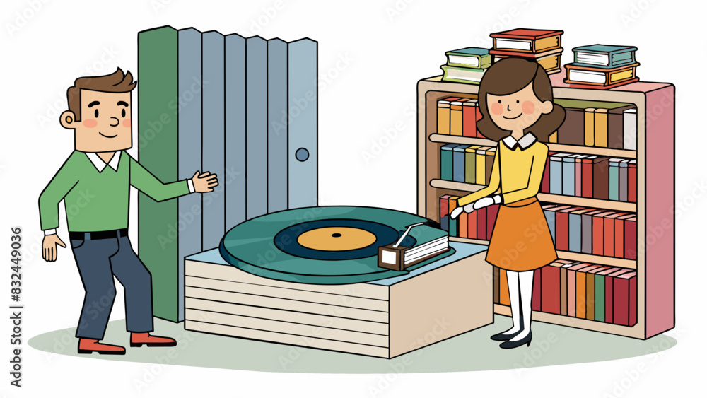 Poster she entered the room and saw a vintage record player in the corner surrounded by stacks of vinyl rec