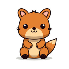Fototapeta premium Little squirrel, cute cartoon clipart for decor storytelling or coloring book. PNG, Transparent background.