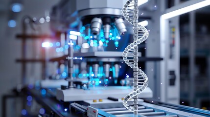 DNA sequencing machine theme front view Advanced DNA sequencing technology advanced tone vivid