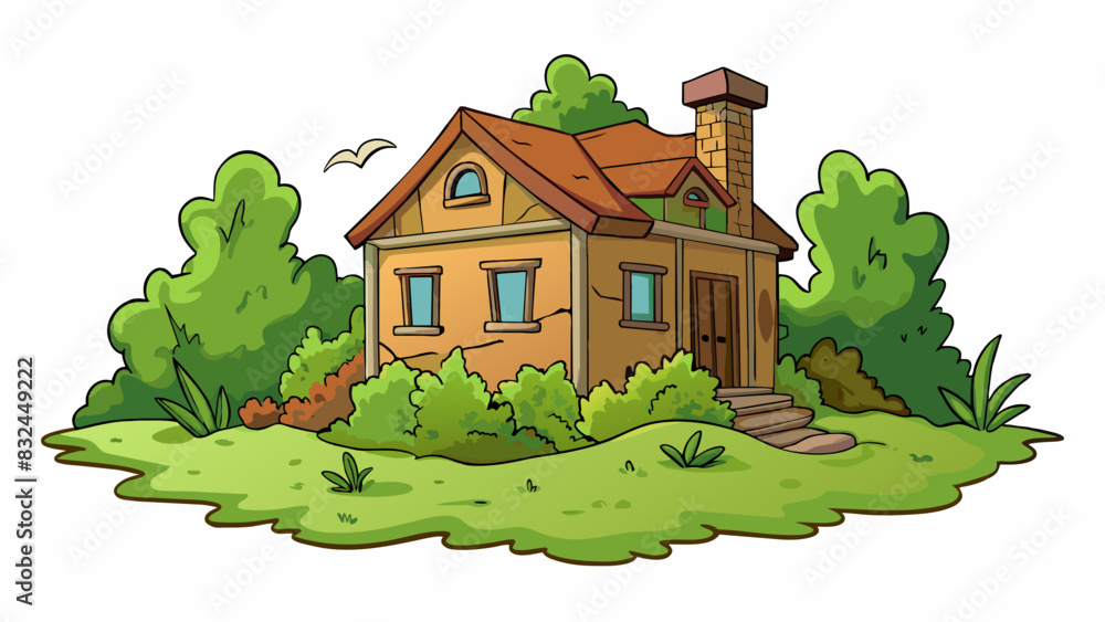Poster the abandoned house stood silent and empty its dry dusty walls a stark contrast to the lush greenery