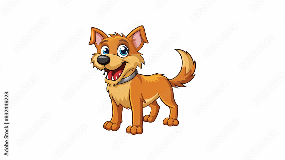 Poster The apparently friendly dog had soft fur and a wagging tail but d its teeth and growled when approached by a stranger.. Cartoon Vector.