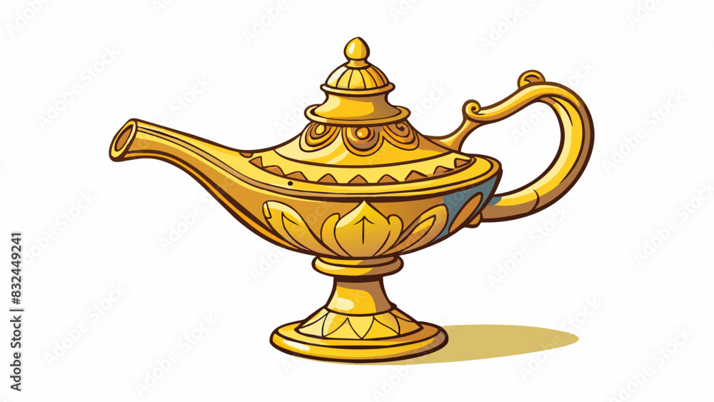 Poster the antique lamp was adorned with intricate carvings its warm light casting intricate shadows on the
