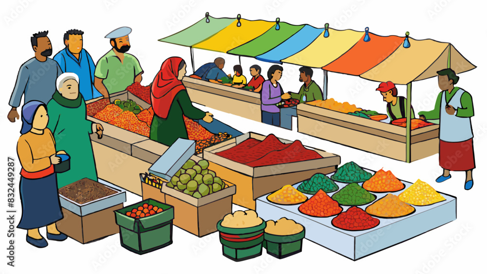 Poster the aroma of savory es wafts through the bustling marketplace where vendors carefully display their 