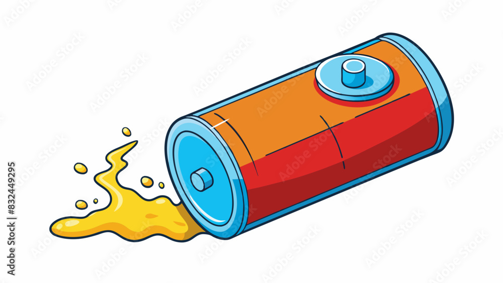 Aufkleber The battery was drained its once powerful charge reduced to a weak and feeble stream of energy.. Cartoon Vector.