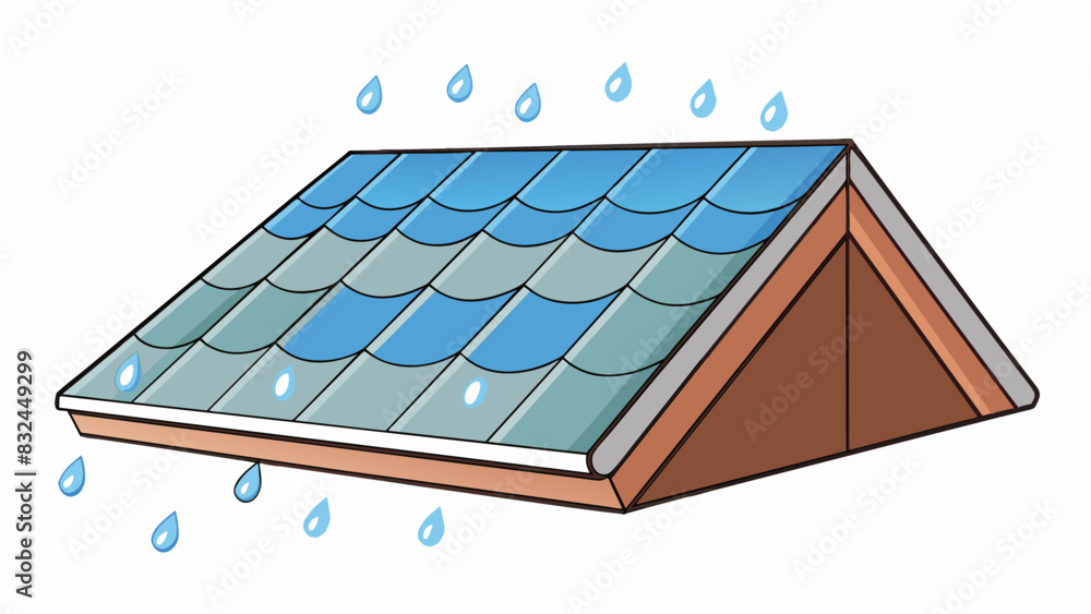 Poster The beat of rain on a roof a soft and continuous pattering sound. The raindrops are small and consistent creating a peaceful beat that can lull a. Cartoon Vector.
