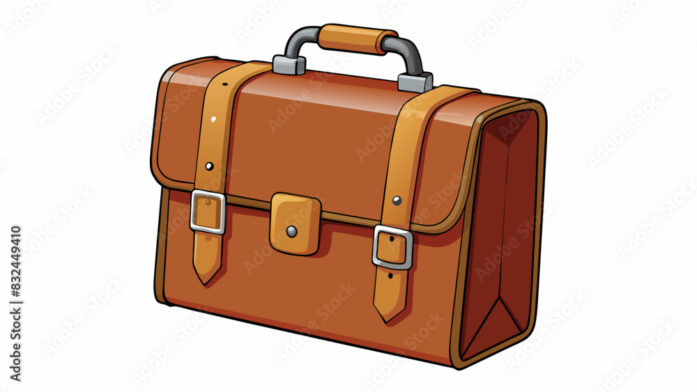 Poster The briefcase was sleek and professional made of sy leather and equipped with multiple pockets and a secure clasp. It was the perfect accessory for a. Cartoon Vector.