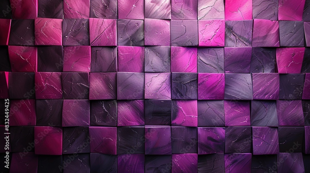 Poster background with a checkerboard pattern in purple and black