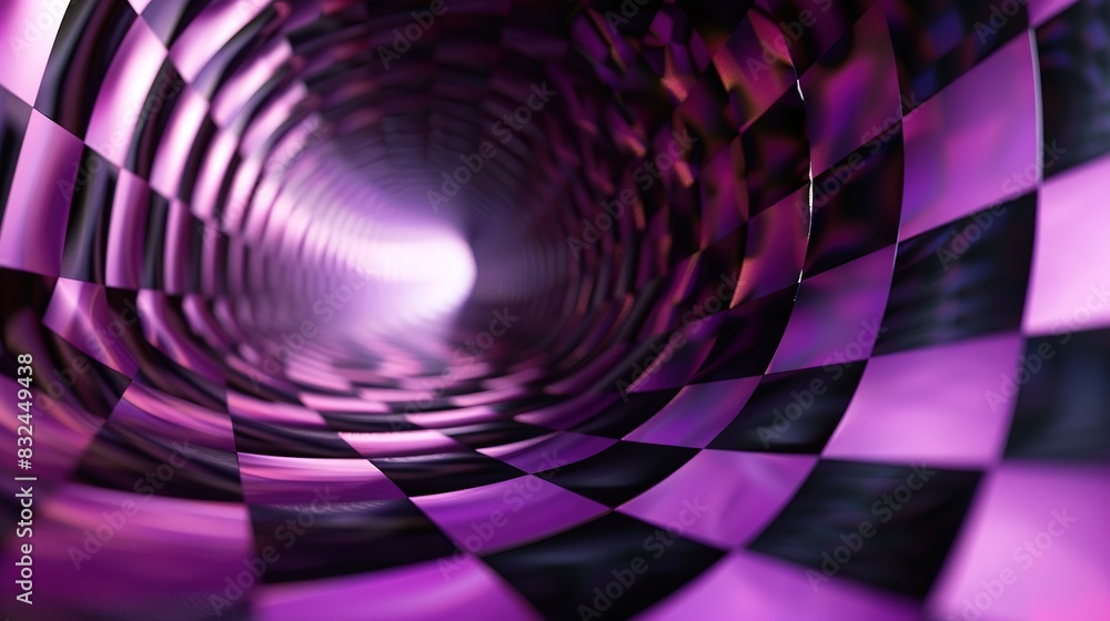 Poster background with a checkerboard pattern in purple and black