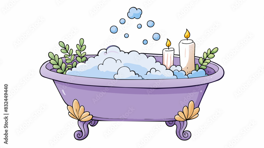 Poster the bubble bath is filled with soft foamy bubbles and the warm water is scented with lavender and ch