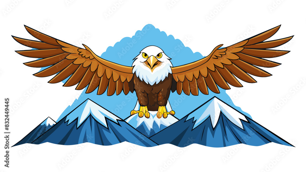 Poster the broad wings of the majestic bald eagle span almost six feet glinting in the sunlight as it soars