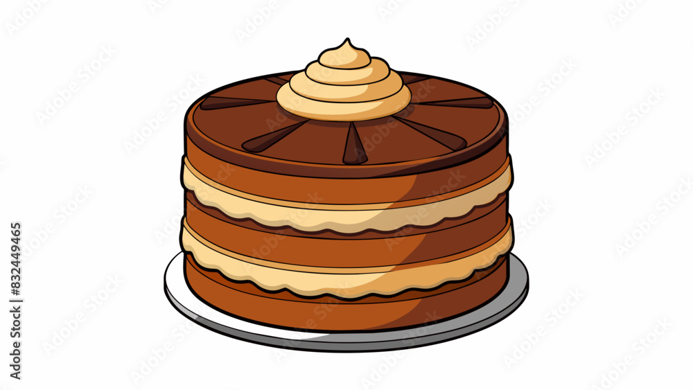 Aufkleber the cake sat on the table its layers perfectly stacked and frosted with smooth chocolate icing. the 