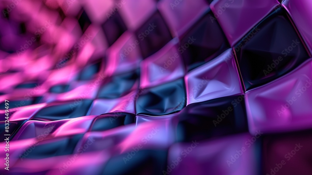 Poster background with a checkerboard pattern in purple and black
