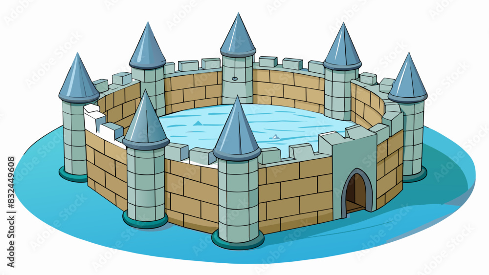 Poster the castles moat was filled with deep water and surrounded by sharp spikes serving as a defense agai