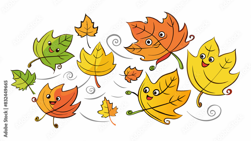 Poster the cool crisp wind carried colorful autumn leaves through the air twirling and dancing as they desc