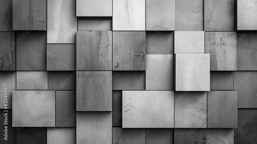 Poster background with a grid of squares in different shades of grey