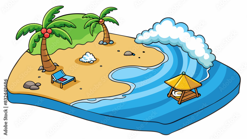Poster the cool breeze accompanies the sound of the crashing waves bringing a sense of calm to the seashore
