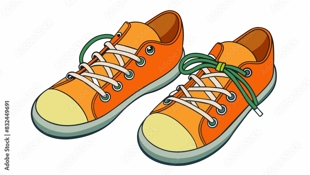 Poster The correct way to tie your shoes is to start by threading the laces through the bottom eyelets and crossing them over each other before looping them. Cartoon Vector.