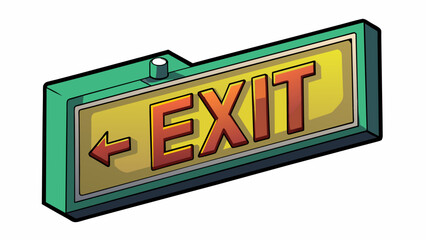 The emergency exit sign glows in the dark making it easy to spot and providing immediate guidance for safe evacuation.. Cartoon Vector.