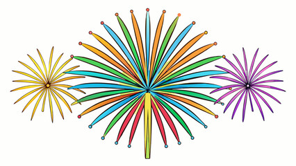 The fireworks display lit up the night sky in an array of bright colors painting a beautiful scene for all to see.. Cartoon Vector.