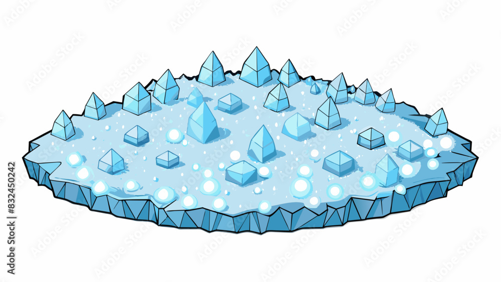 Poster The ground blanketed in a thick layer of soft powdery snow sparkling in the sunlight like a field of diamonds.. Cartoon Vector.