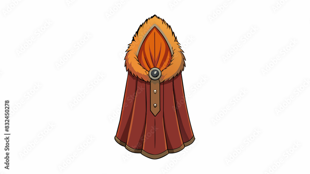 Aufkleber The hood of a medieval cloak is a long pointed piece of fabric that ds over the head and shoulders. It is often lined with a luxurious material like. Cartoon Vector.