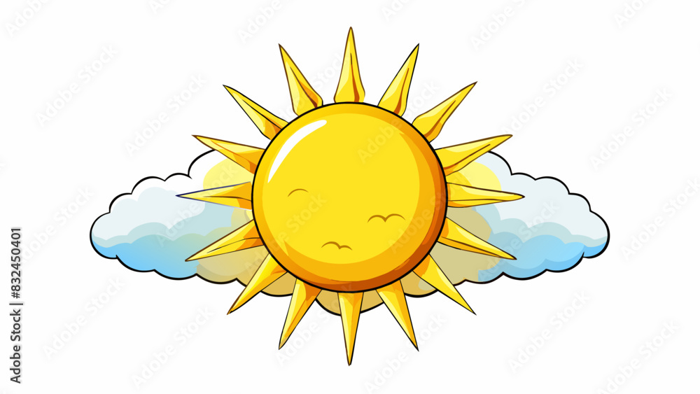 Poster the large yellow sun was the obvious source of light and warmth on this cloudless day.. cartoon vect