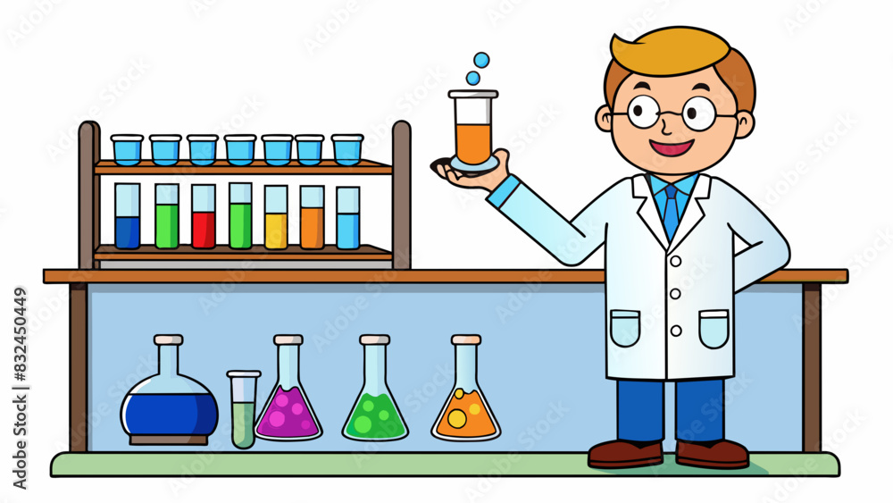 Poster the laboratory was filled with shelves upon shelves of glass beakers each with different colored liq