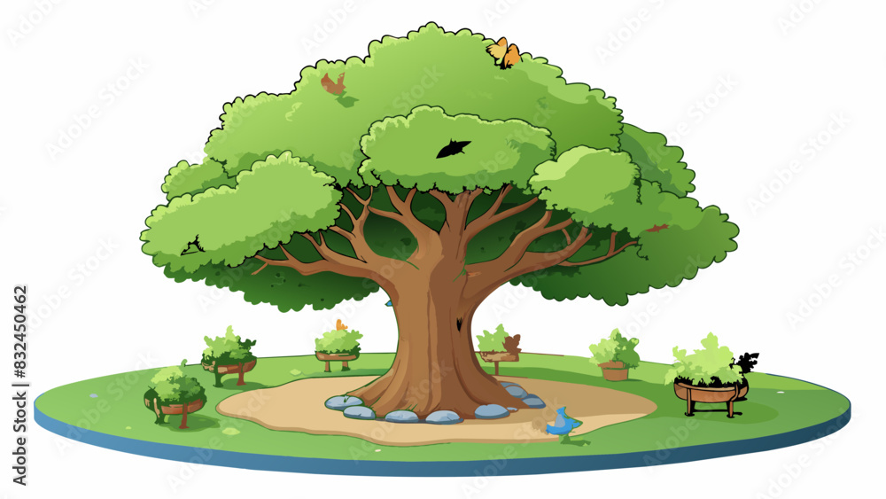 Poster the large majestic oak tree in the yard was surely a popular spot for birds to gather and sing.. car