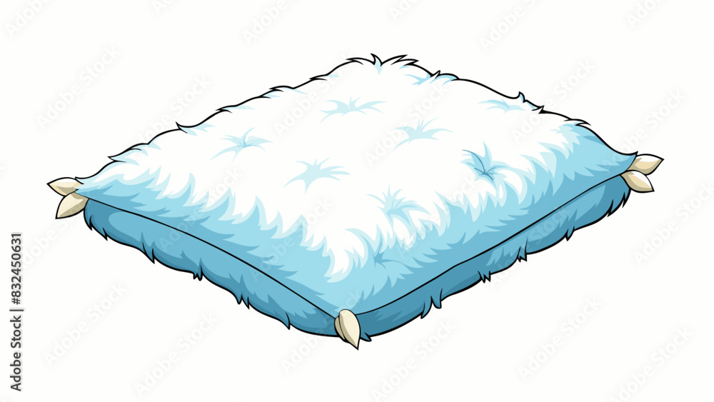 Poster The object is a large fluffy pillow with a rectangular shape and a soft cotton cover. When pressed it quickly regains its shape and provides a. Cartoon Vector.