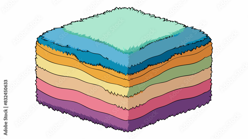Aufkleber The object is made of soft fluffy material and is in the shape of a square. It has multiple colorful layers and can be used to keep warm or as a. Cartoon Vector.
