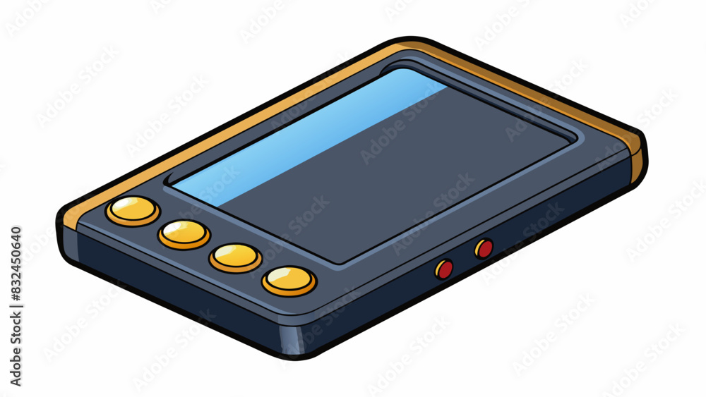 Fototapete The object is a mediumsized rectangular device with a smooth black exterior. It has a rectangular screen in the center and a series of small circular. Cartoon Vector.