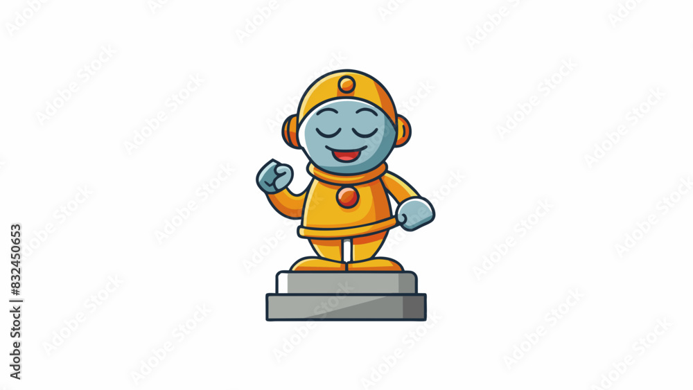 Poster The nodding statue seemed to come to life as tourists passed by its stone head moving in a slow and steady rhythm.. Cartoon Vector.