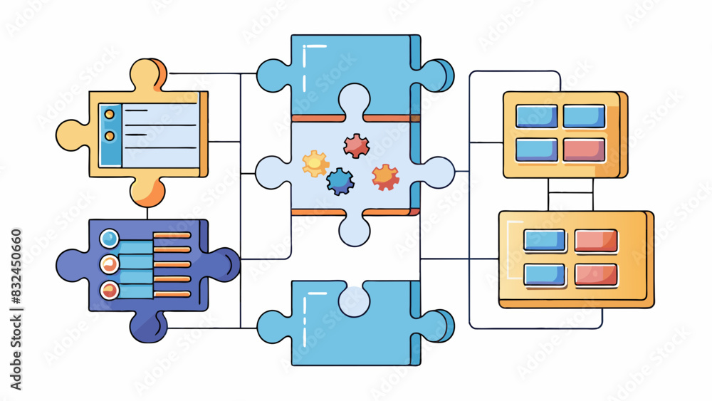 Fototapete The objects in a program would include individual puzzle pieces lines of code and the overall structure functions and algorithms to solve the problem.. Cartoon Vector.