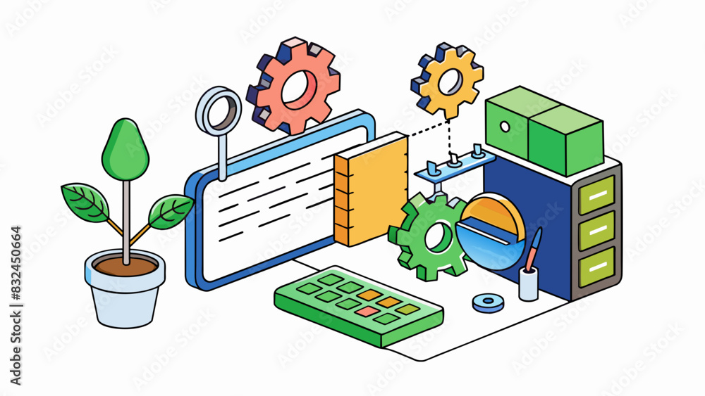 Fototapete The objects in a program would include the plants functions and ods and tools operators and control structures used to manipulate and organize data.. Cartoon Vector.