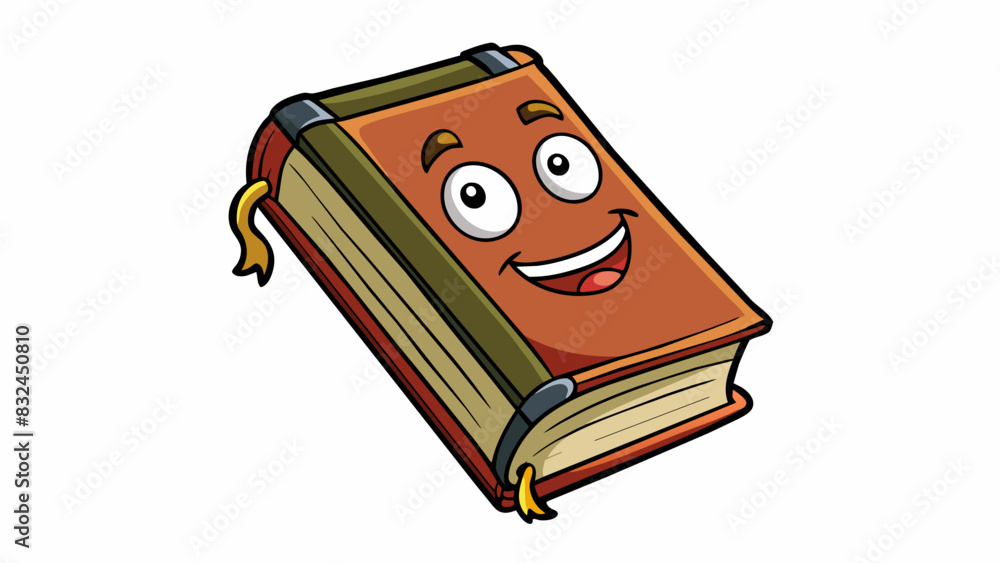 Aufkleber The pages of a book worn and dogeared from many readings now tightly bound together with a thick spine.. Cartoon Vector.