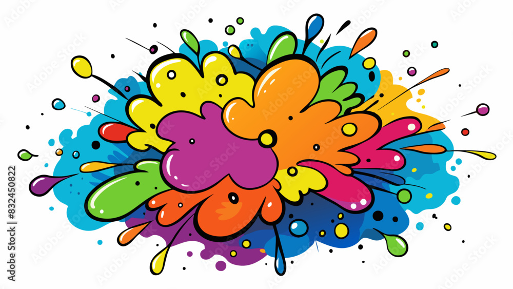 Aufkleber The painting on the wall was boldly abstract with vibrant splatters of color and rough textured brushstrokes.. Cartoon Vector.