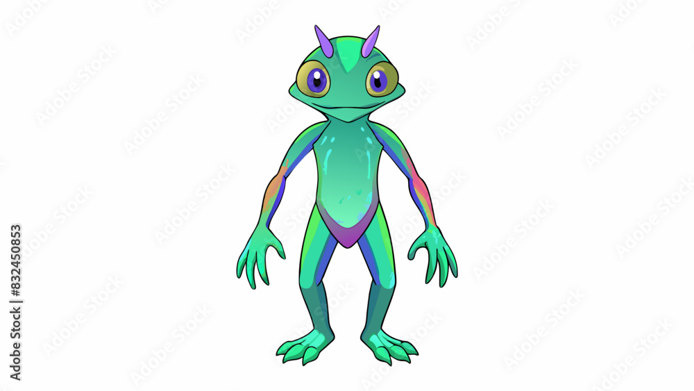 Sticker the peculiar creature stood on two legs its body covered in shimmering iridescent scales that reflec