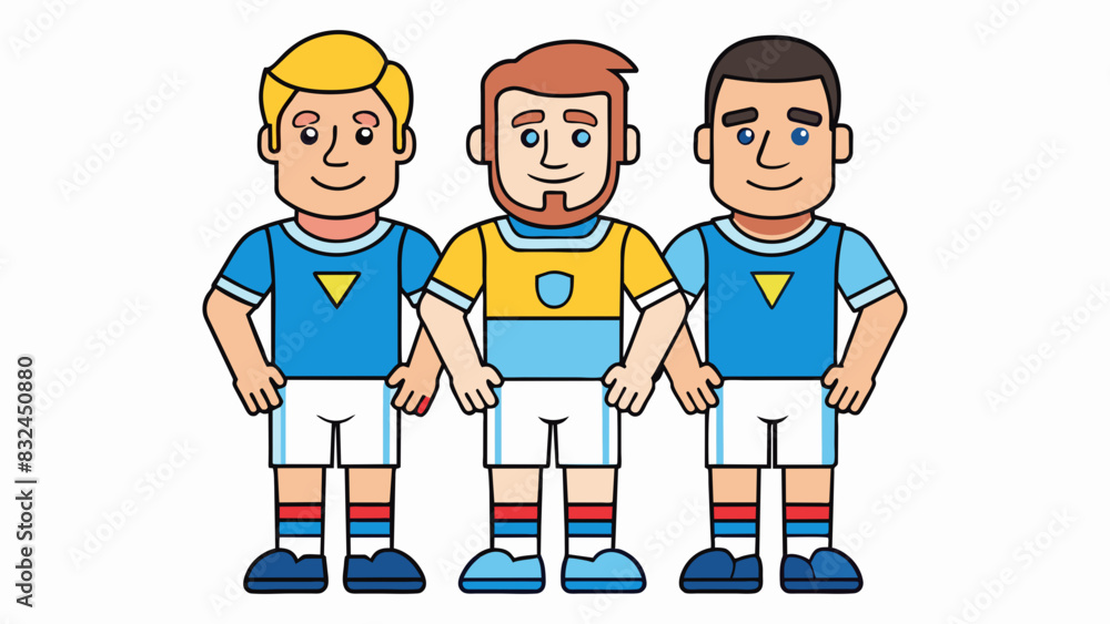 Poster the players in a league wear matching uniforms consisting of a shirt shorts and socks. these can com