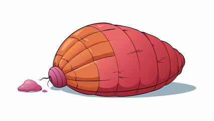 The partially deflated balloon lay on the ground its once vibrant color now faded and its shape distorted. A few remaining air pockets gave it a. Cartoon Vector.