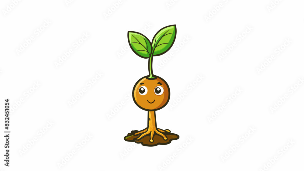 Poster The seedling grew taller and taller with its leaves spreading out and its stem thickening showing an increased growth in its size and strength.. Cartoon Vector.