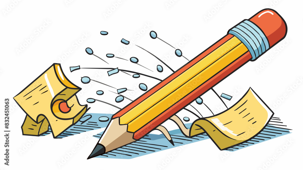 Poster The satisfying sound of a pencil scratching against paper creating a symphony of textures as words and sentences take shape and come to life.. Cartoon Vector.