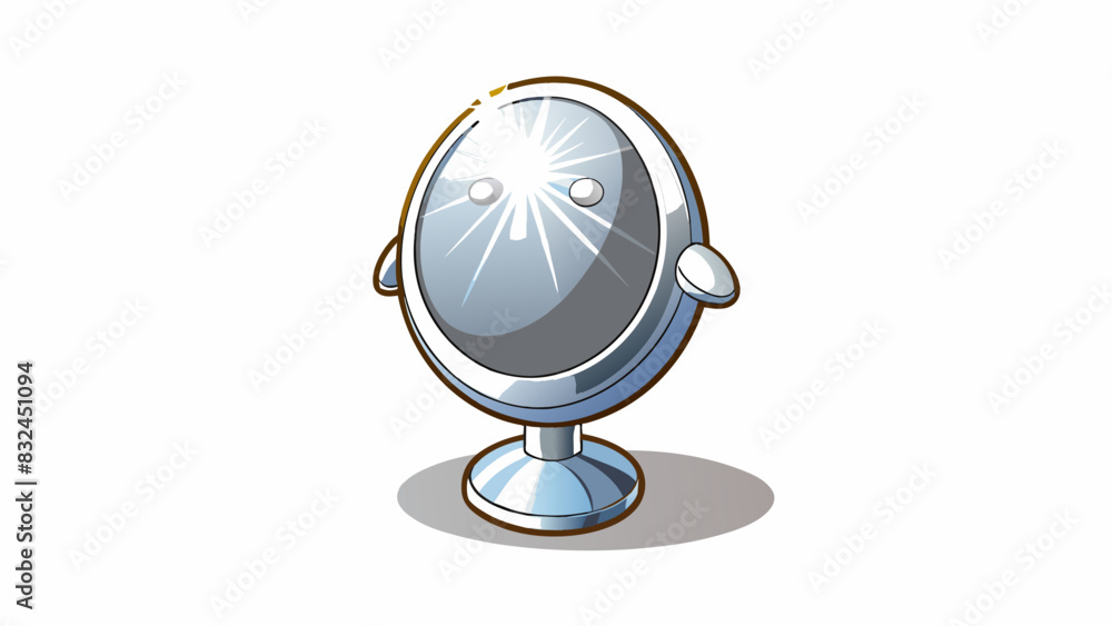 Poster The silver s gleamed in the sunlight its polished surface reflecting the surrounding objects like a mirror. Its apparent weight and durability made it. Cartoon Vector.