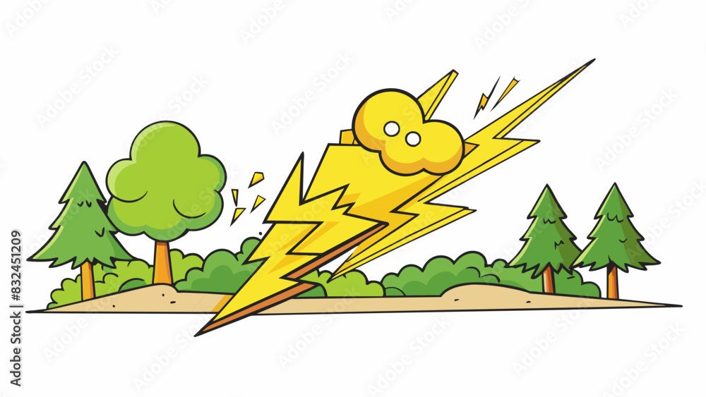 Poster The sound of thunder is like an angry giant slamming their fists against the earth causing the trees to sway and the ground to shake. The noise can be. Cartoon Vector.