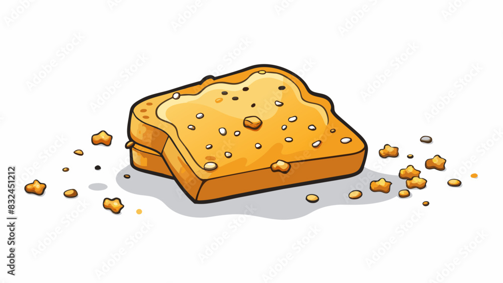 Poster The stale bread crumbs in the pantry had gone completely dry their once soft texture transformed into hard lifeless bits.. Cartoon Vector.