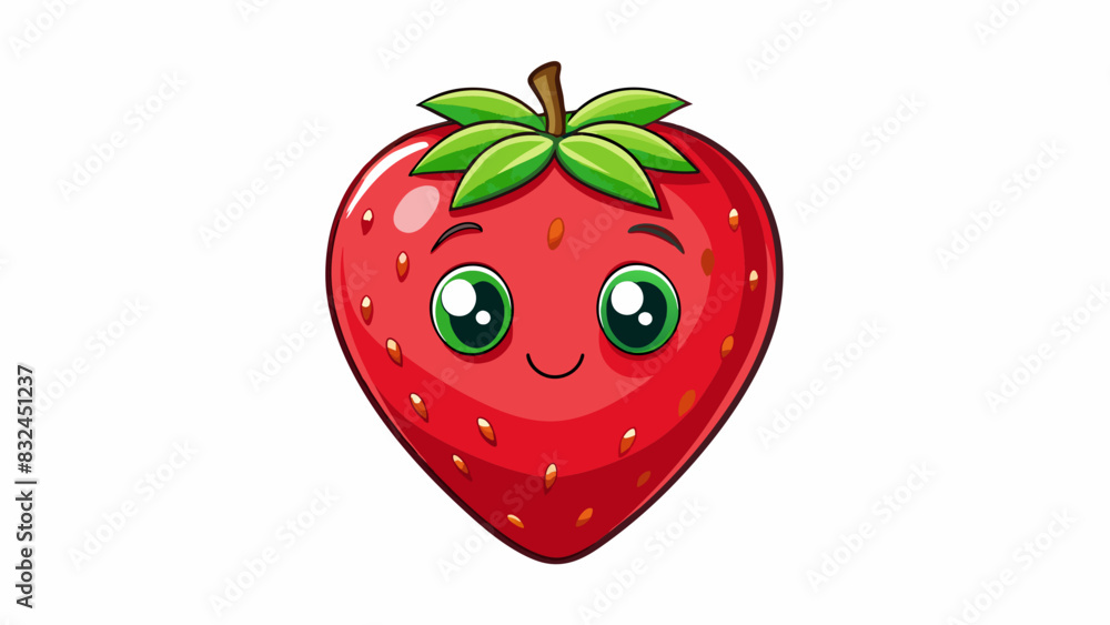 Poster the strawberry was shaped like a heart with a vibrant red hue that faded to a lighter pink at the ti