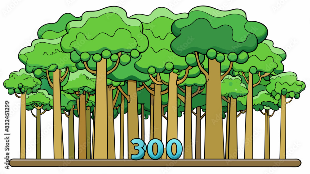 Poster The third challenge was a thick forest with trees so tall that their sprawling branches seemed to form a tangled imtrable canopy.. Cartoon Vector.