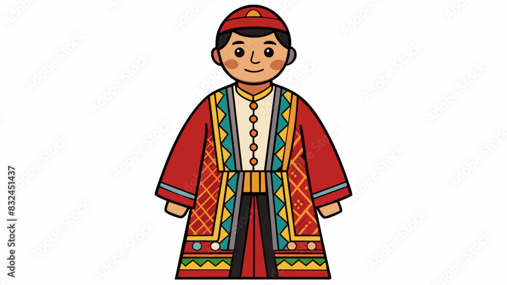 Poster the traditional attire of the nation consisted of bright intricately embroidered clothing with patte