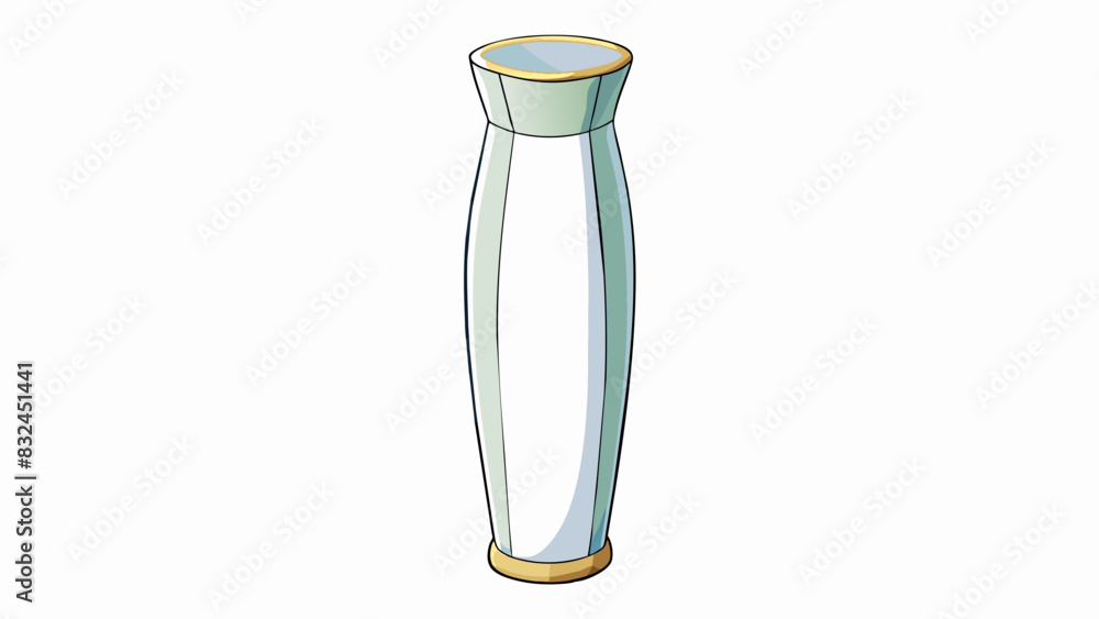 Poster the vase was tall and slender with a glossy white glaze covering its textured surface. it had a deli